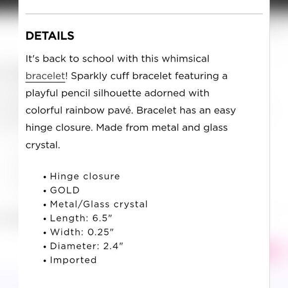 Betsey Johnson Pave Pencil Cuff Bracelet- Multi - Picture 5 of 8